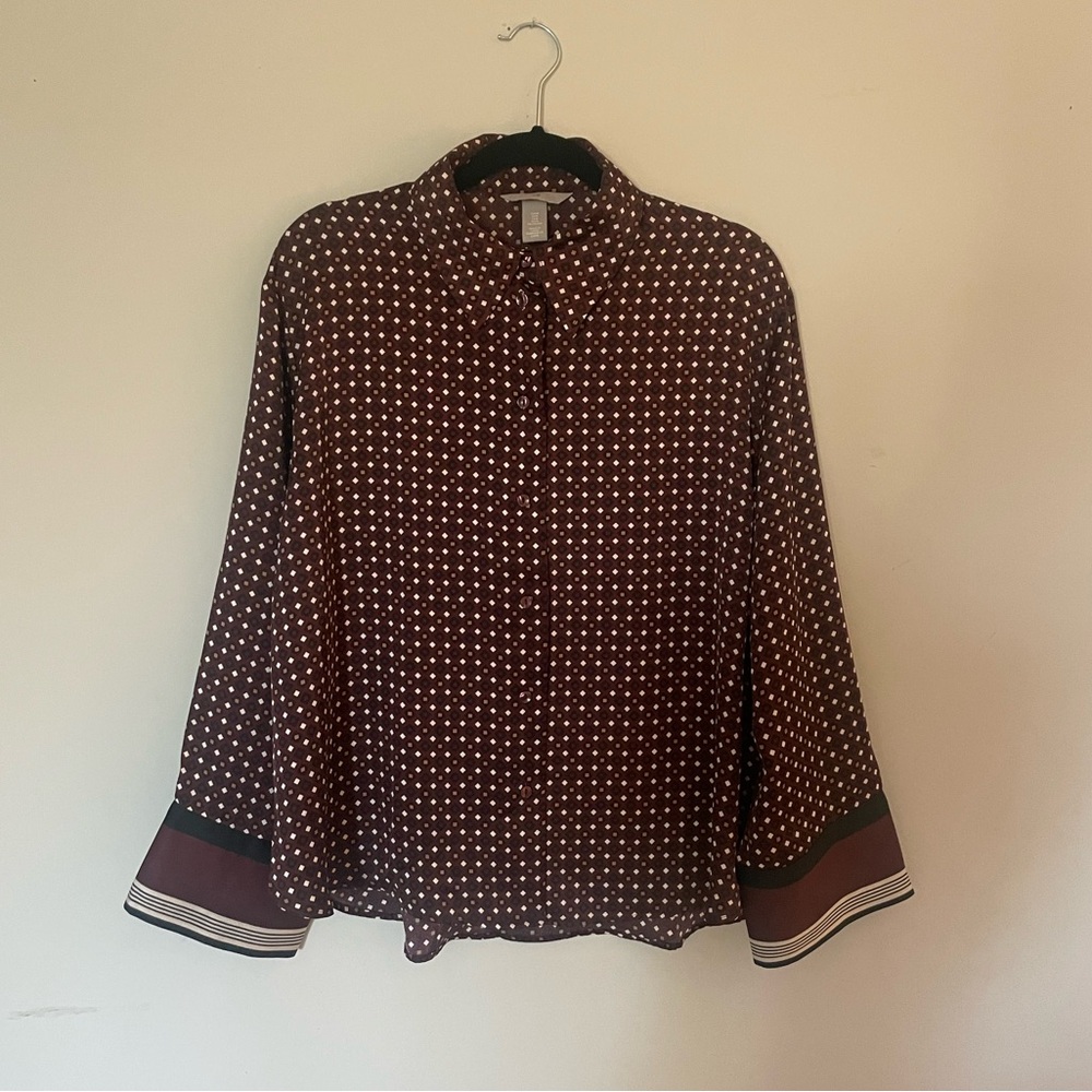 H&M Brown and Black Diamond Pattern Shirt